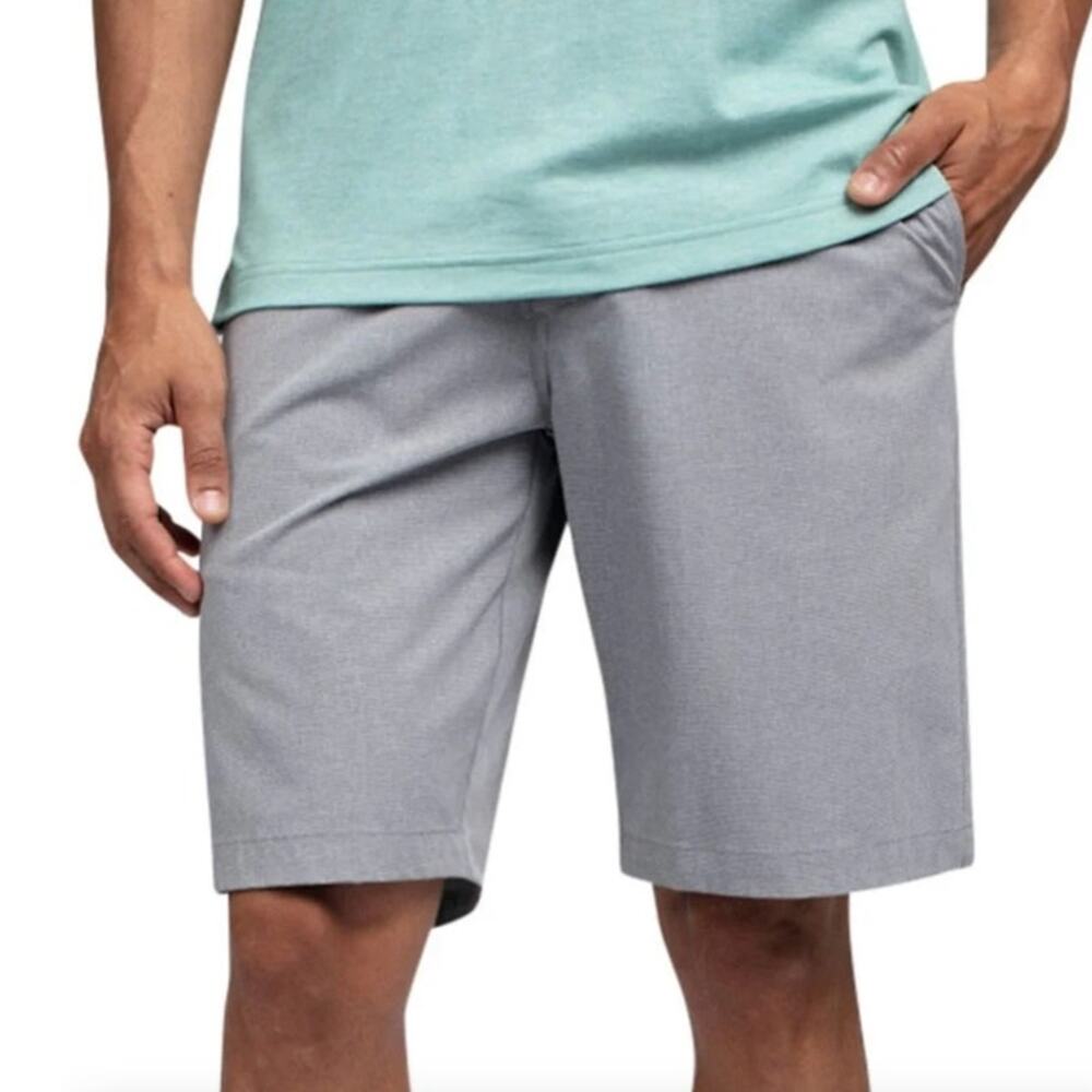 Travis Mathew Sz 32x10 Beck Flat Front Shorts Gray Stretch Golf Quick Dry Travel